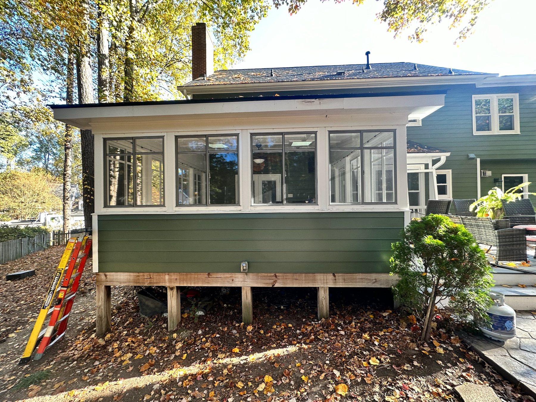 Completed Eze-Breeze SS10 porch enclosure in Cary, North Carolina.