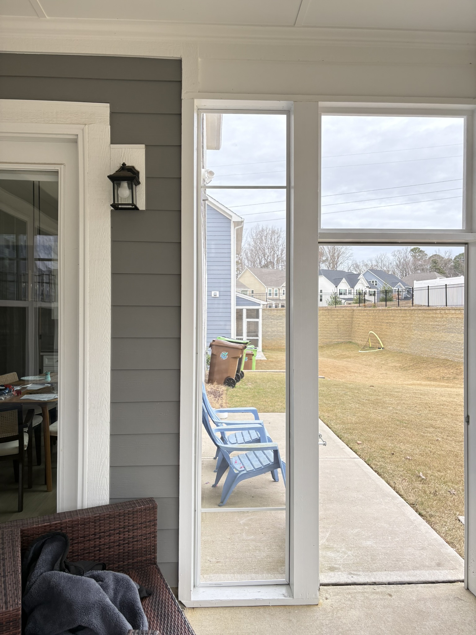 Narrow Eze-Breeze LF20 fixed panels used beside an enclosure opening.