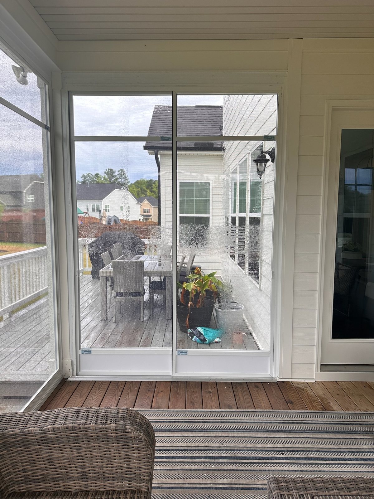 Eze-Breeze SS30 horizontal walk-through sliders installed in a porch opening.