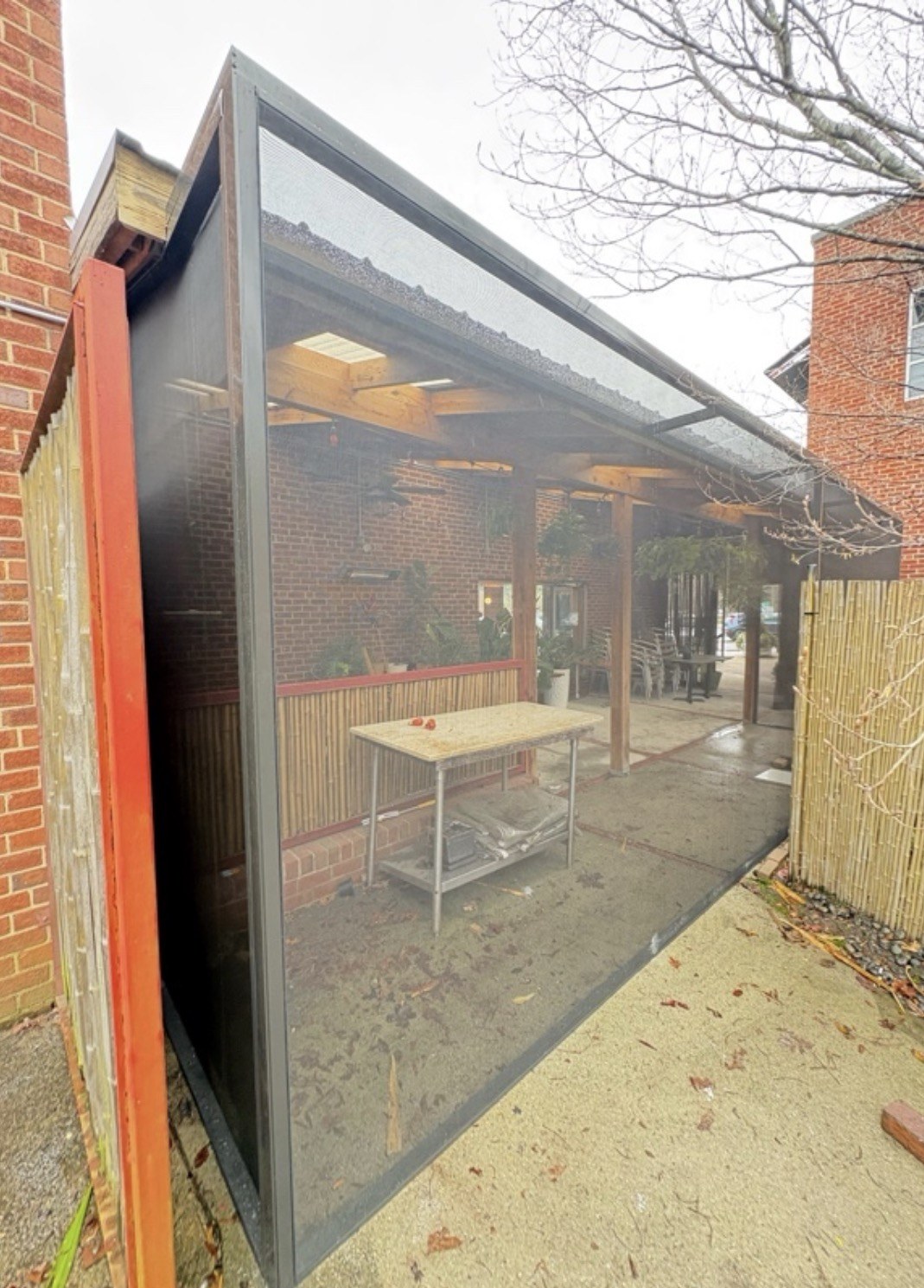 Extruded-aluminum screen-roof enclosure completed in Durham, North Carolina.