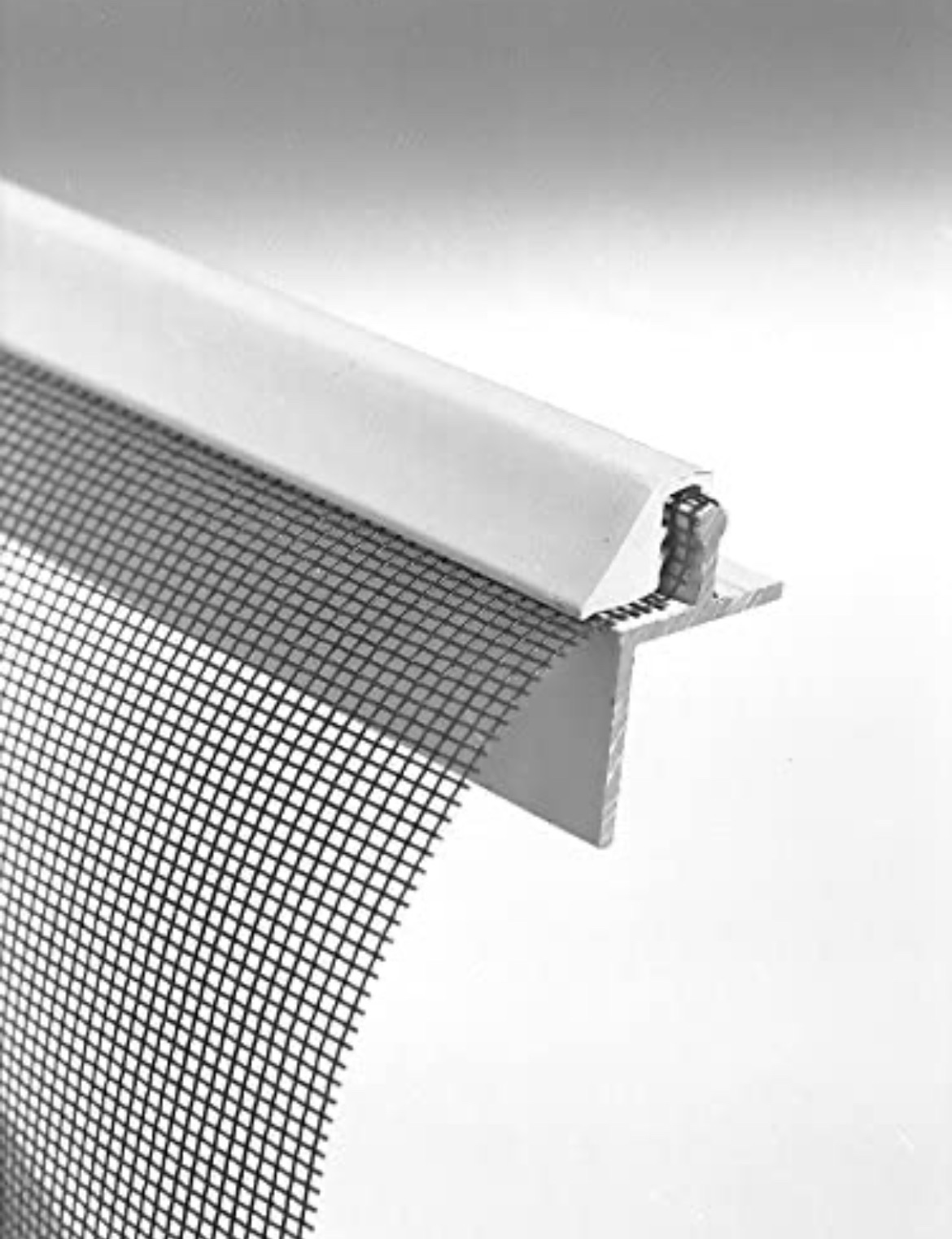 Close-up of ScreenEZE mounting components used for flush or corner installation.